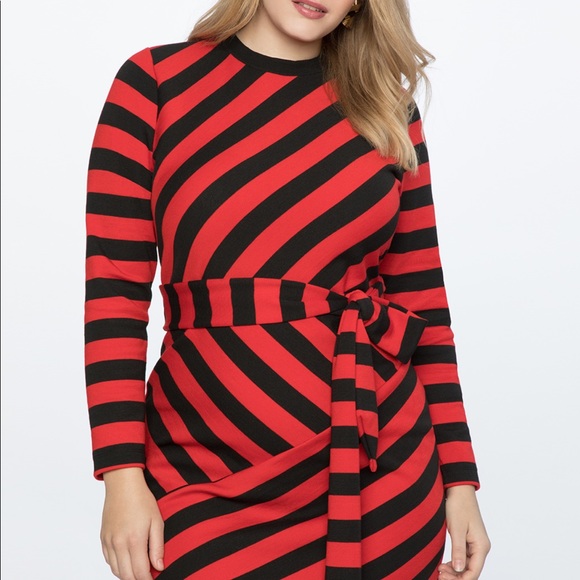 Never Worn! ELOQUII Red and Black Striped Dress! - Picture 2 of 2